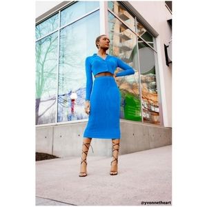 F21 Cropped Shirt & Midi Skirt Set